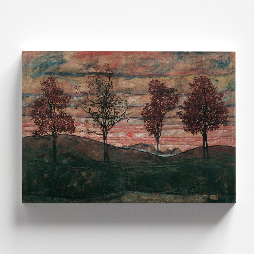 Four Trees by Egon Schiele 1917 | Expressionism Art Print (B4838) - Etsy