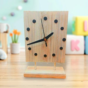 Table Clock. Rustic Modern Desk Clock. Standing Upright Rectangle Shelf ...