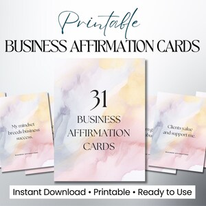 Affirmations commerciales à imprimer, affirmations positives, cartes de manifestation, affirmations pour la réussite des affaires, état d'esprit de motivation professionnelle