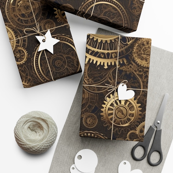 steampunk wrapping paper gears eco friendly Gift Wrap