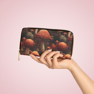 Hongo Alicia País de las Maravillas Cartera con Cremallera Fantasía Naturaleza Hongo