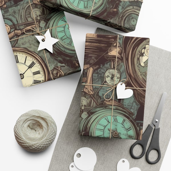 steampunk wrapping paper eco friendly clocks Gift Wrap