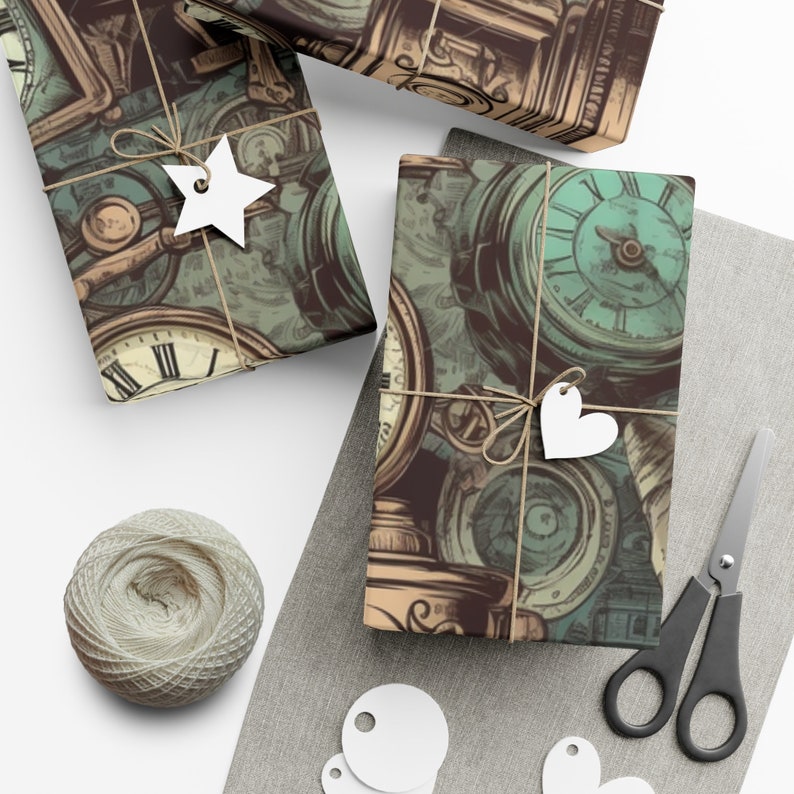 Steampunk Wrapping Paper Eco Friendly Clocks Gift Wrap - Etsy
