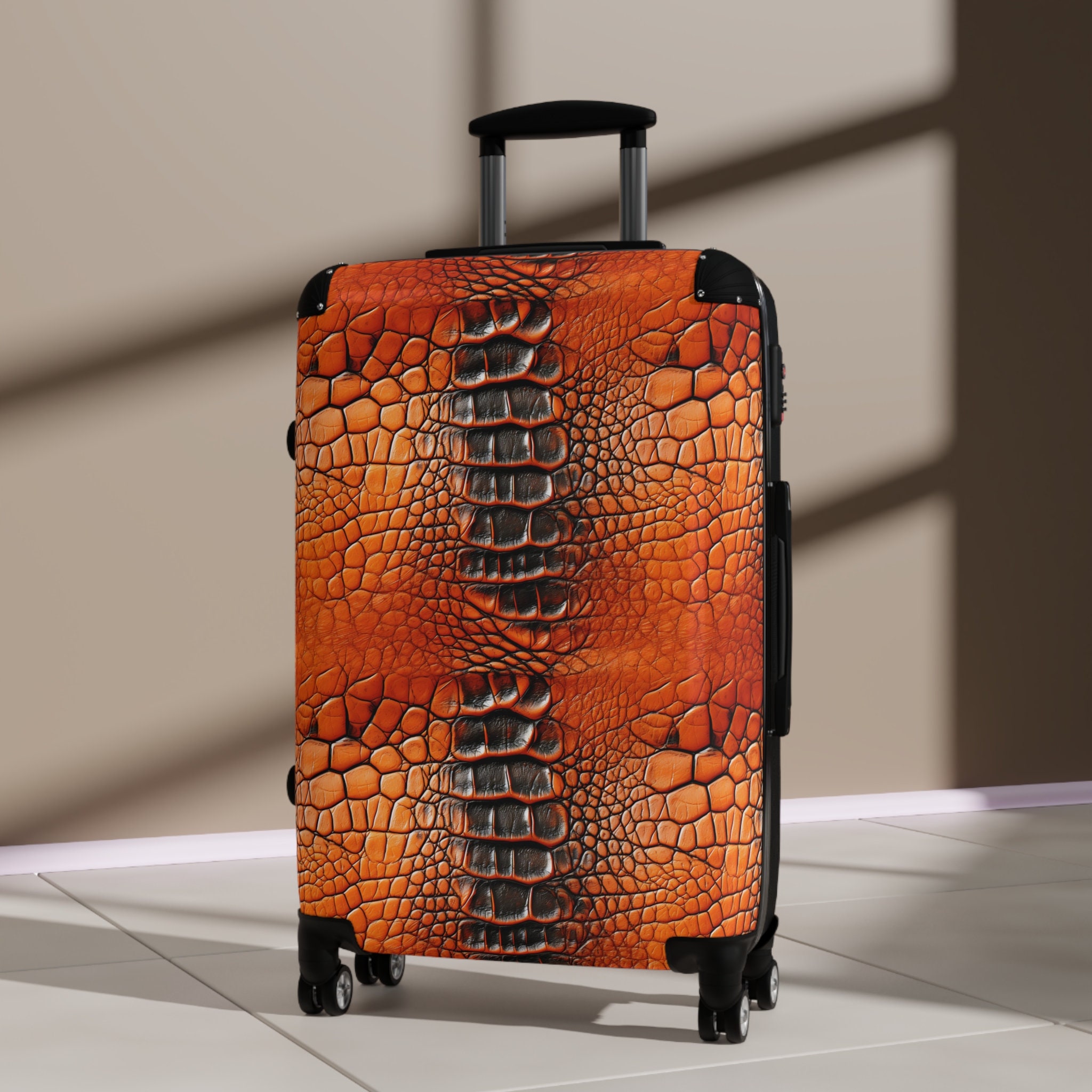 Orange Alligator Style Personalized Suitcase Personalized Large Cabin business Luggage