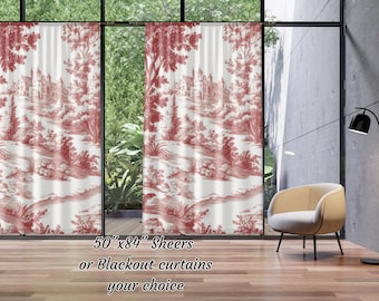 レッドトワルカーテン：カスタマイズ可能なシアーまたは遮光の