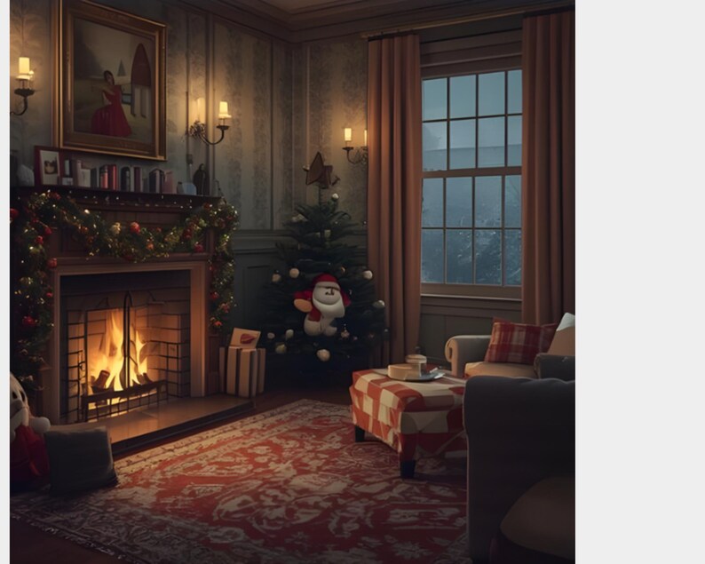 Cozy Christmas Backdrops: Fireplace, Tree, Window Scenes (JPG Bundle ...