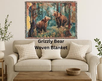 Bear Tapestry Blanket: Cozy Cabin, Rustic Wildlife Decor