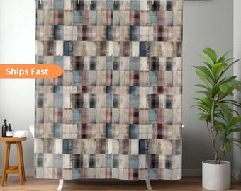 Cortina de ducha de patchwork: decoración rústica de estilo campestre