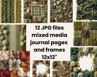 Yarn Journal Pages: 12x12 Mixed Media, Knit Texture (Digital Paper)
