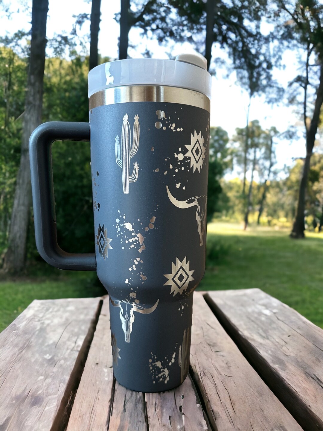 40 or 30 Oz Laser Engraved Western Tumbler With Handle - Etsy