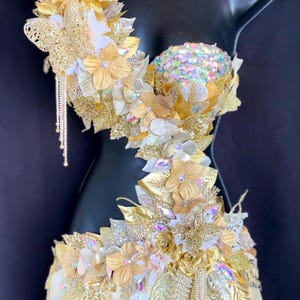 Gold Fairy Costume | Gold Godess | Forest Fairy | Fae | Gold Fae | Gold Monokini Fairy Dress | Fairy Dress | Spring Fairy | Dripping in Gold