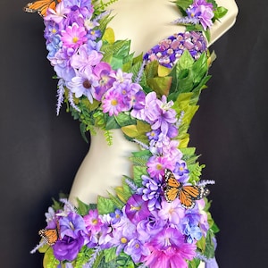 The Original Forest Fairy Monokini Costume - Handcrafted, Floral Accents, Rhinestones - Spring Fairy Monokini, Nymph Fairy, Pixie