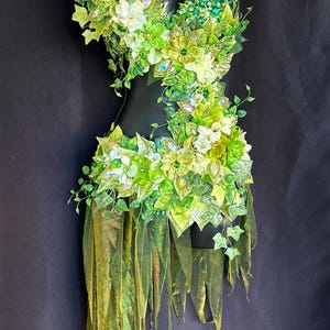 Poison Ivy Costume - Mesh Skirt, Floral Accents, Rhinestones - Spring Fairy, Woodland Fairy, Nymph Fairy, Forest Fairy, Pixie Costume