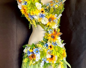 The Original Forest Fairy Monokini Costume - Handcrafted, Floral Accents, Rhinestones - Spring Fairy Monokini, Nymph Fairy, Pixie