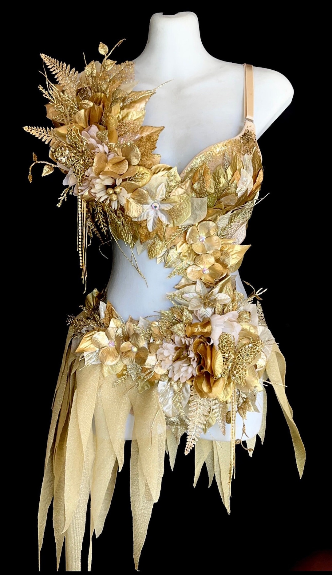 Golden Forest Fairy Goddess Costume Handcrafted Allgold Design With
