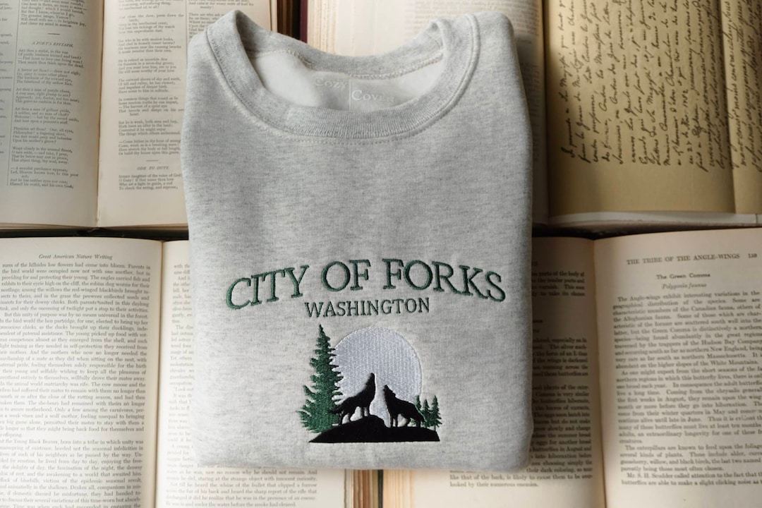 Embroidered City of Forks Crewneck, Forks Washington Sweatshirt
