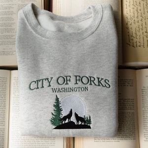 Embroidered City of Forks Crewneck, Forks Washington Sweatshirt, Twilight Crewneck