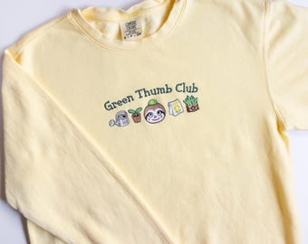 Leif Green Thumb Club Gardening AC Embroidered Lightweight Crewneck Sweatshirt