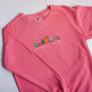 Fighting For My Life Stardew Valley Mines Embroidered Crewneck Sweatshirt