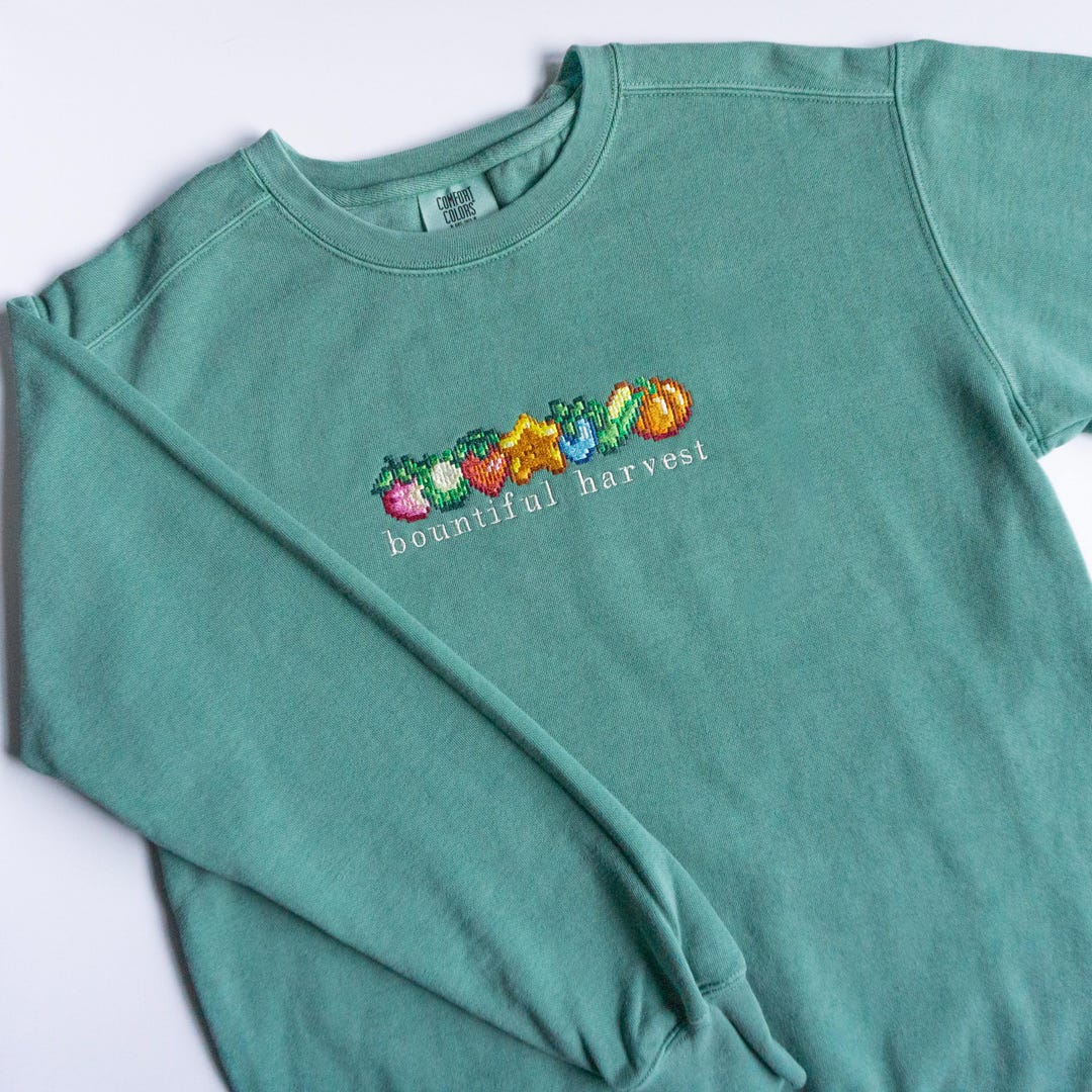 Bountiful Harvest Stardew Valley Crops Embroidered Crewneck Sweatshirt ...