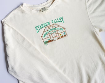 Green Thumb Club Stardew Valley Greenhouse Embroidered Lightweight Crewneck Sweatshirt