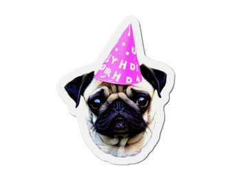 Birthday Pug Die-Cut Magnet