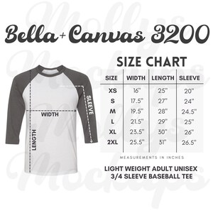 TABLA DE TALLAS 3200, Bella + Canvas 3200 Tabla de tallas, Tabla de tallas Bc3200, Tabla de tallas 3200 para hombres, Tabla de tallas 3200 para mujeres, Talla de camiseta de béisbol
