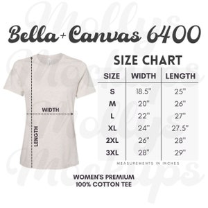 6400 SIZE CHART, Bc6400 Size Chart, Bella + Canvas Size Chart, Bc 6400 Size Chart, 6400 Size Chart for Women, Tshirt Mockup,Bella Canvas Tee