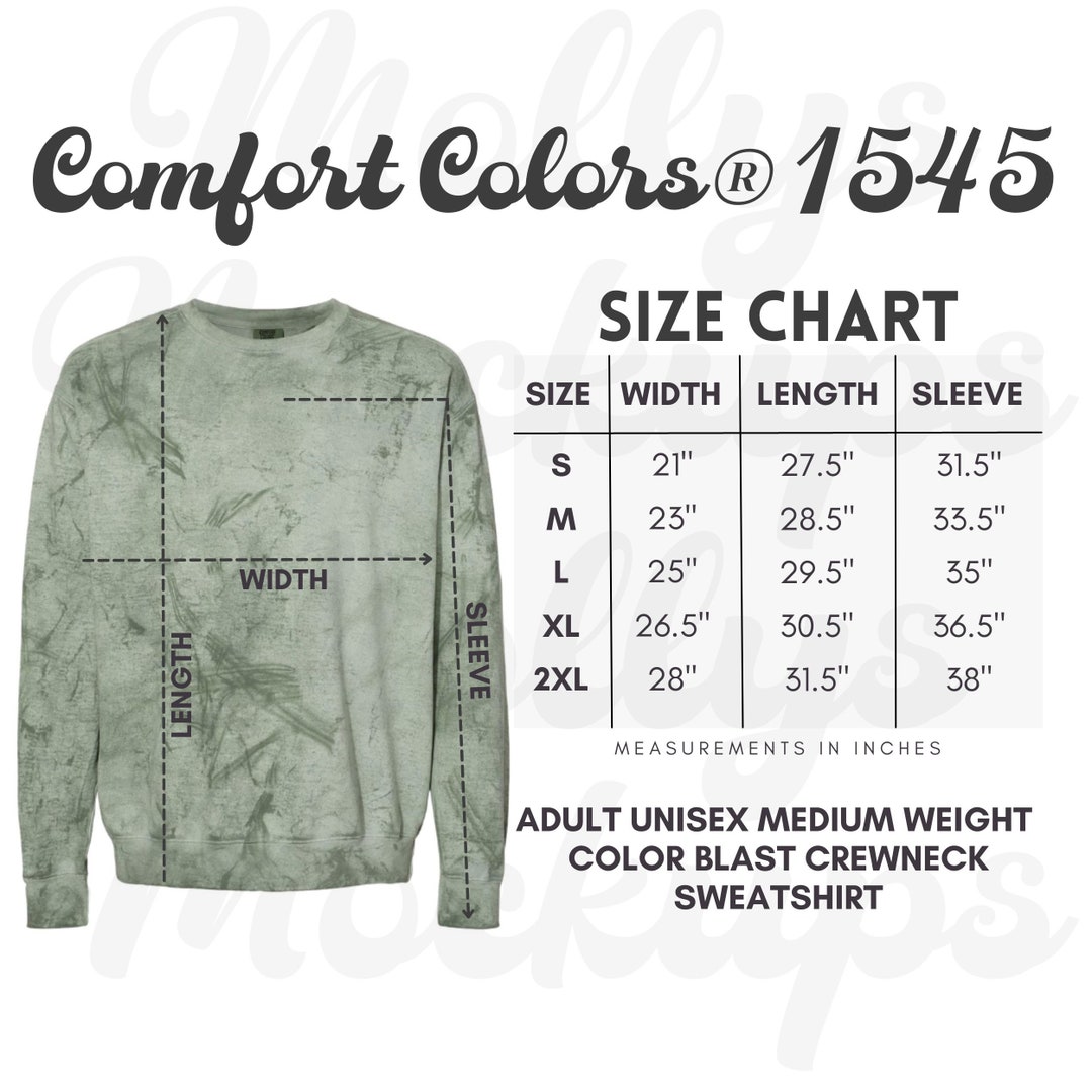 1545 Size Chart, Cc1545 Size Chart, Comfort Colors Crewneck Size Chart ...