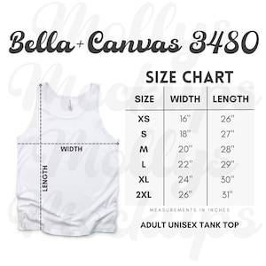3480 SIZE CHART, Bella + Canvas 3480 Size Chart, Bella Canvas Size Chart, 3480 Size Chart for Men, 3480 Size Chart for Women, Tank Top Chart