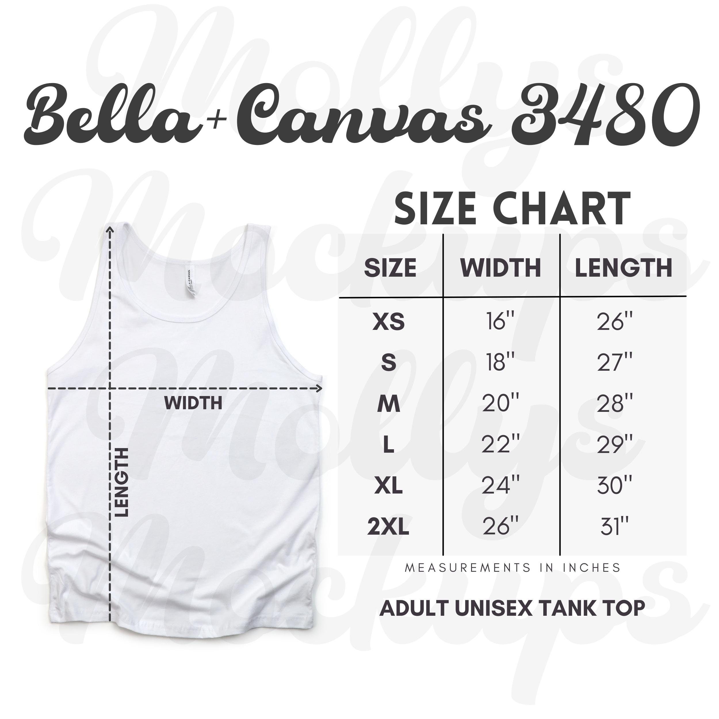 3480 SIZE CHART, Bella + Canvas 3480 Size Chart, Bella Canvas Size Chart, 3480 Size Chart for Men, 3480 Size Chart for Women, Tank Top Chart