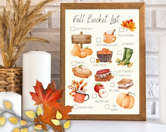 Fall Bucket List | Printable Autumn Bucket List | Autumn to do list | INSTANT DOWNLOAD