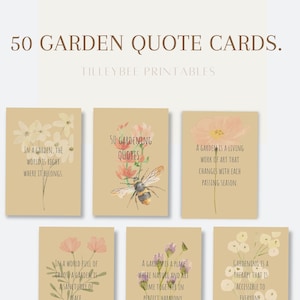 50 Garden quote cards, garden lovers gift, printable positive affirmation cards