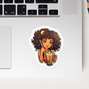 Cute Anime Girl With Boba Tea Sticker | Waterproof, Vinyl Sticker Art | Laptop, Water Bottle, Notebook Decal