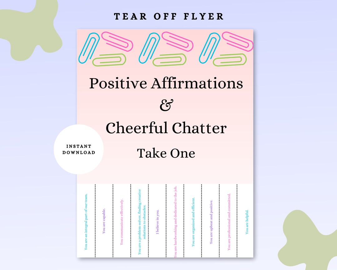 Co-worker Compliments, Tear off Flyer, Positive Praise Flyer, Positive ...