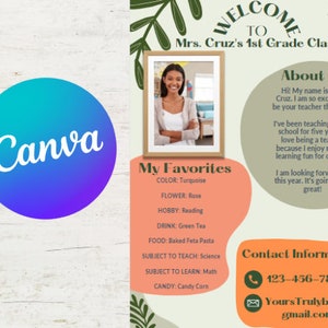BOHO Theme Meet The Teacher Template, Back To School Teacher Template, First Day Of School, Open House, Editable Template