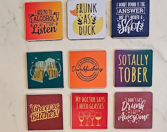 Posavasos sarcásticos para bebidas de bar - Alfombrillas de neopreno a prueba de derrames, un posavasos