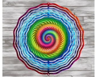 Rainbow Spiral Wind Spinner - Vibrant Metal Garden Decor