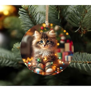 Norwegian Forest Cat Christmas Ornament - Handmade Kitten Decoration
