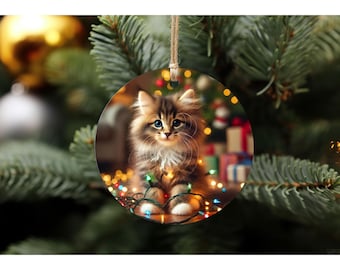 Norwegian Forest Cat Christmas Ornament - Handmade Kitten Decoration