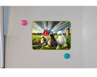 Silkie Chickens Magnet: Rustic Farmhouse Fridge Decor