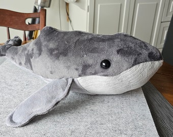 20" long plush humpback whale handmade by me - any colors