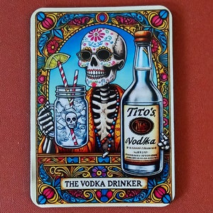 Divertente magnete con carta dei Tarocchi del bevitore di vodka / Design colorato della vodka di Tito / Magnete da frigorifero eccentrico / Magnete da cucina da collezione