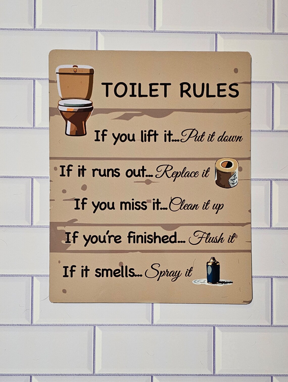 Bathroom Humor Sign: Funny Toilet Rules - Metal Plaque 8x10 - Etsy