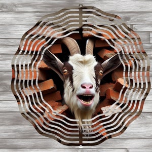 Tournante tête de chèvre drôle, hélice à vent animal, oeuvre d&#39;art rustique dans la cour, décoration extérieure en métal, ornement de jardin, accent de patio, 4 tailles