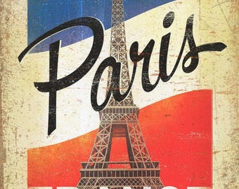 Paris Wall Decor: Vintage Eiffel Tower - Metal Sign, 8x12