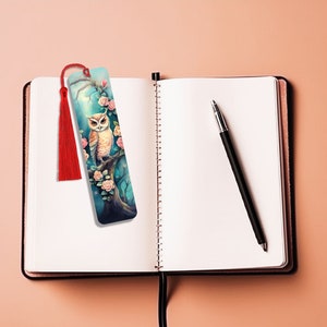 Watercolor Owl Bookmark, Cute Owl Gift, Book Accessories, Tassel Marker, Unique Nature Design, Durable Aluminum Keepsake