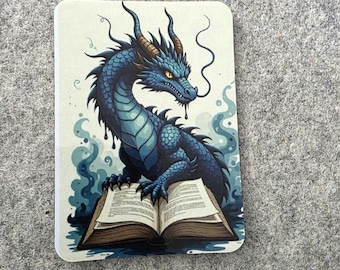 Dragon Fridge Magnet: Blue Book Guardian (Glossy 3x4)
