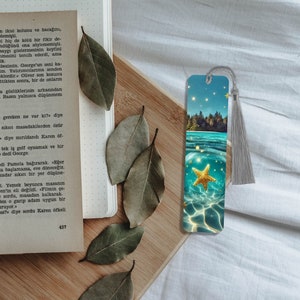 Coastal Aluminum Bookmark, Starfish Photo Sphere (With Tassel)