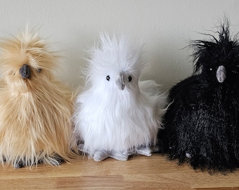 Silkie Chicken Plush: Handmade Soft Toy With Custom Colors